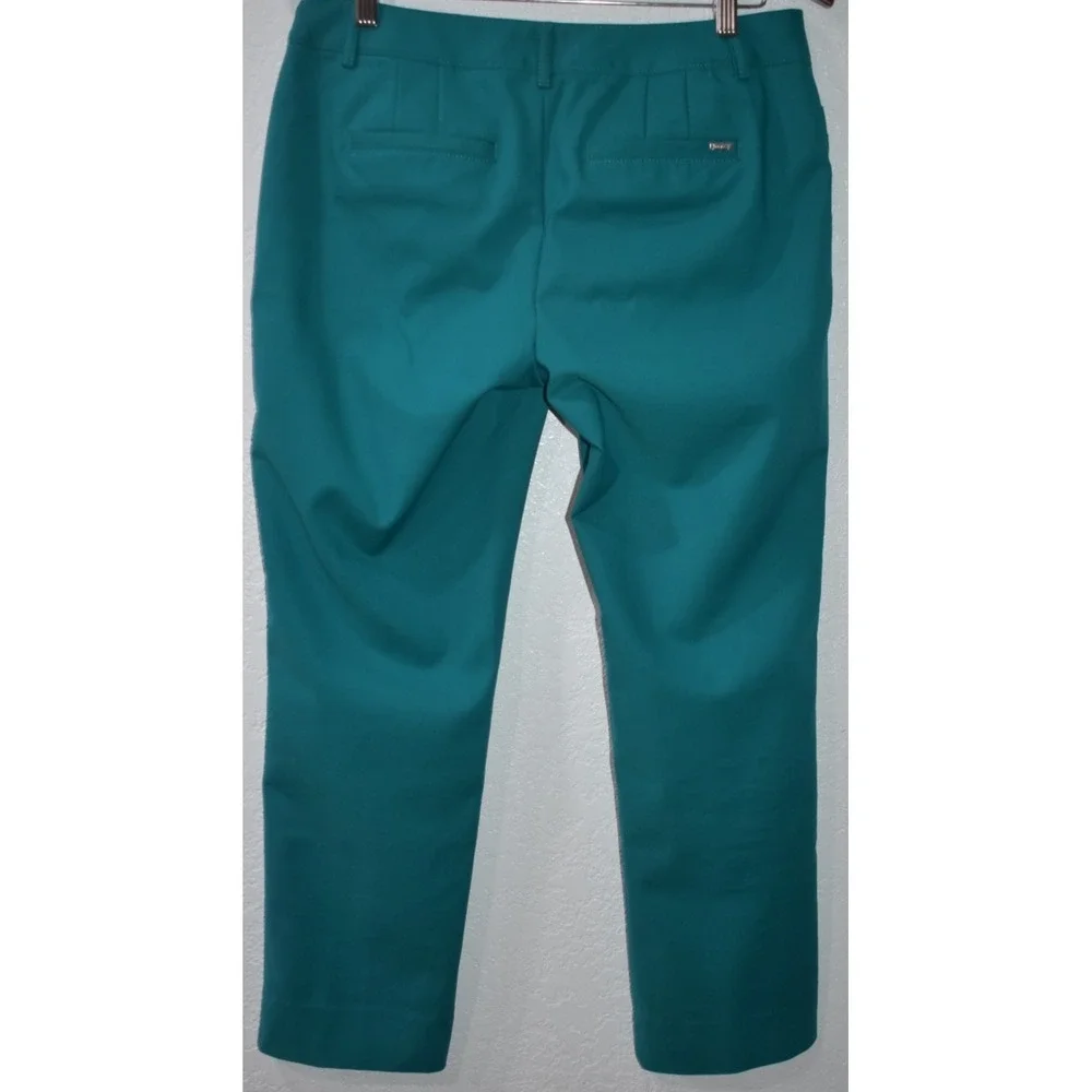 White House Black Market Perfect Form Slim Ankle Pants Size 8 Teal Blue Stretch - Picture 2 of 16